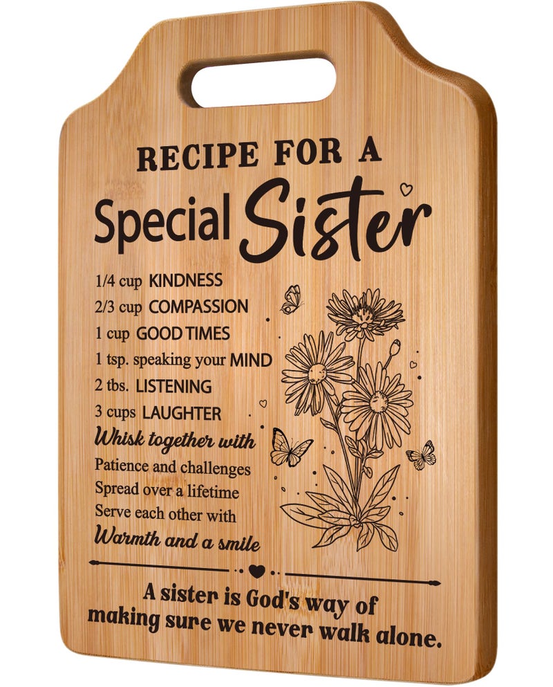 Milcier Gifts for Sister, Sister's Birthday Gifts from Sister, Recipe for A Special Cutting Board, Christmas Mothers Day Valentines Day Present for Sisters - Image 1