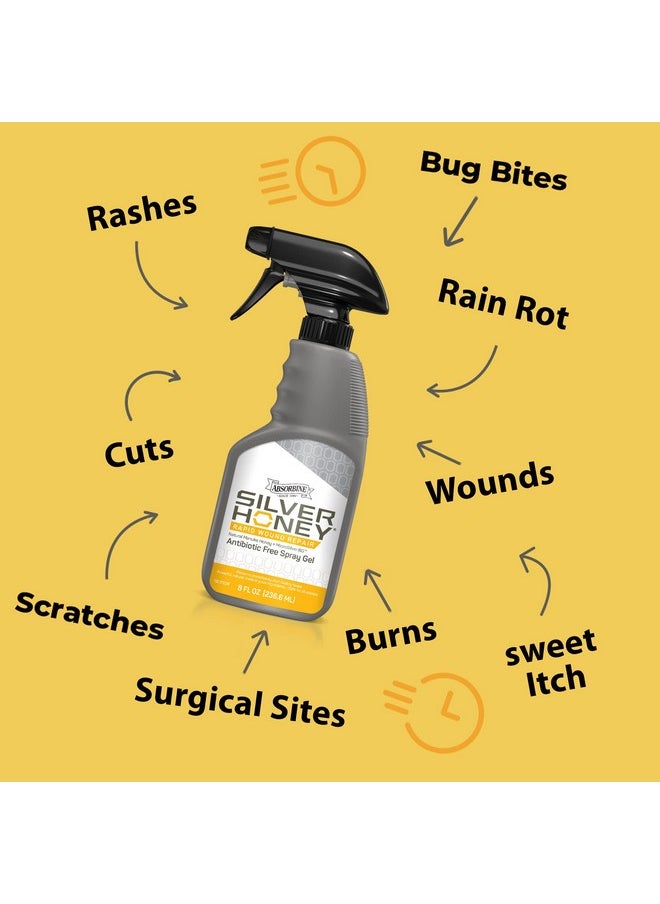 Absorbine - Silver Honey Rapid Wound Repair Spray Gel 8Oz Bottle, Medical Grade Manuka Honey & Microsilver Bg - Image 1