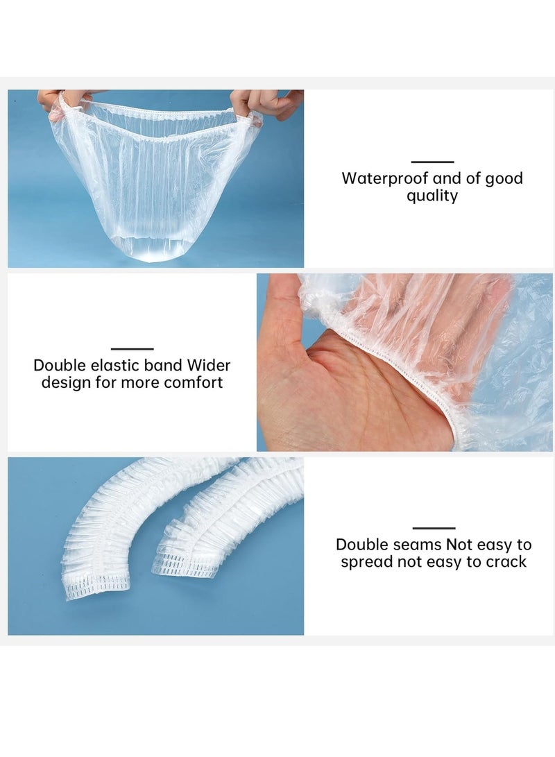 100 قطعة من غطاء الدش القابل للاستخدام مرة واحدة، أغطية دش مقاومة للماء، غطاء شعر بلاستيكي سميك وشفاف للنساء، علاج الشعر في السبا وصالونات التجميل، ملحقات السفر للفنادق - Image 4