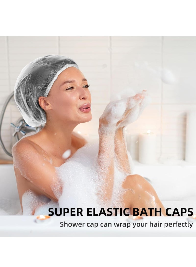 100 قطعة من غطاء الدش القابل للاستخدام مرة واحدة، أغطية دش مقاومة للماء، غطاء شعر بلاستيكي سميك وشفاف للنساء، علاج الشعر في السبا وصالونات التجميل، ملحقات السفر للفنادق - Image 5