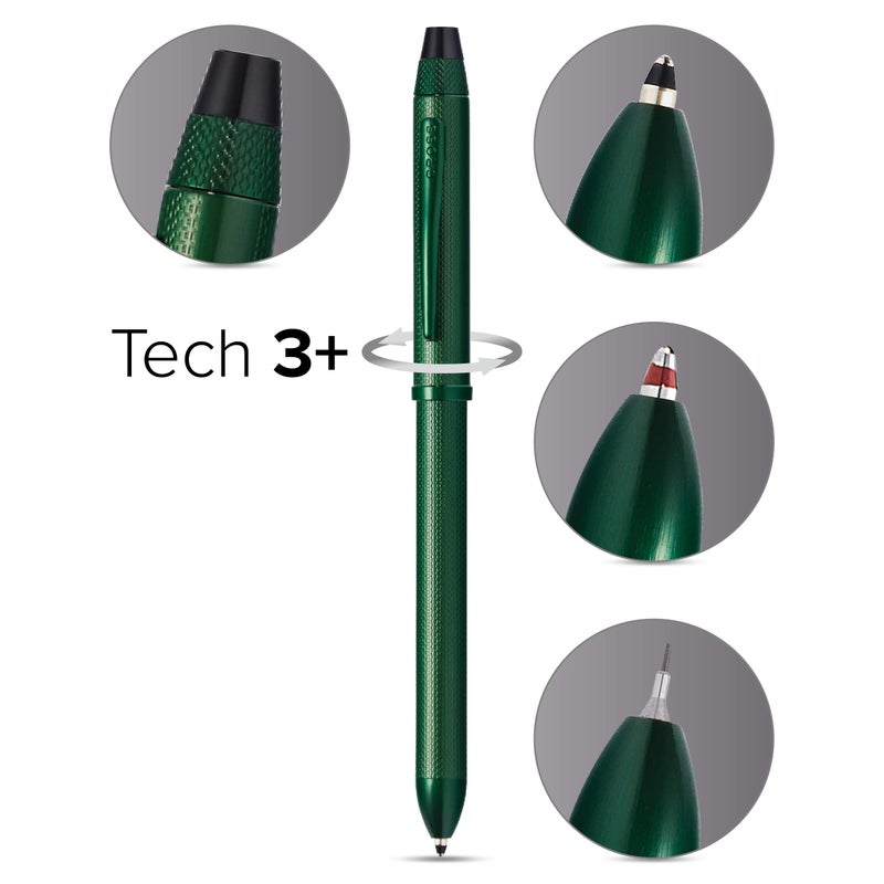 Cross Tech3+ Refillable Multi-Function Ballpoint Pen with Stylus, Medium Ballpen And Pencil, Includes Premium Gift Box - Matte Green - Image 2
