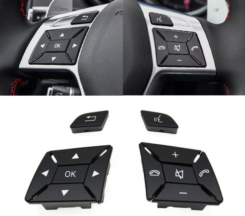 Goodithy Steering Wheel Buttons, Interior Black Steering Wheel Control Button Key Replacement for Mercedes Benz A B C E GLA GLK Class W204 X204 W212 W218 W156 W176 W117 W172 W246 (Model A Black) - Image 1