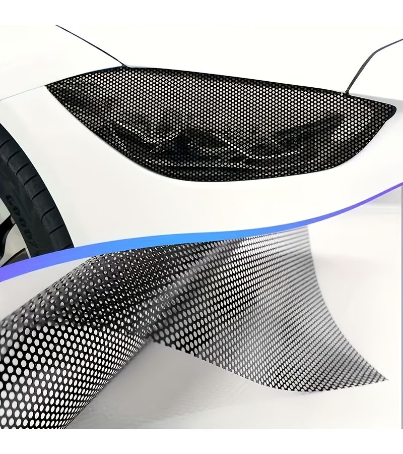 Universal Automotive Honeycomb Mesh Light Film Headlight And Taillight Grid Stickers 120x30cm 47 24x11 81inch Motorcycle Headlight Film Vinyl Waterproof Durable Decorative Decals For Car Light Accessories - Image 1