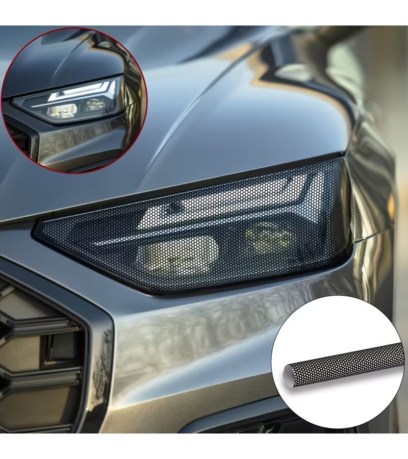 Universal Automotive Honeycomb Mesh Light Film Headlight And Taillight Grid Stickers 120x30cm 47 24x11 81inch Motorcycle Headlight Film Vinyl Waterproof Durable Decorative Decals For Car Light Accessories - Image 4