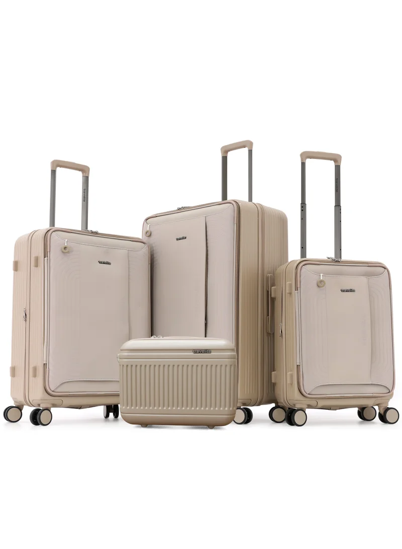 ترافلايت Travelite 4-Piece Hardside Luggage Set 28” Large, 24” Medium, 20” Carry-On + Makeup Bag, Polycarbonate (PC