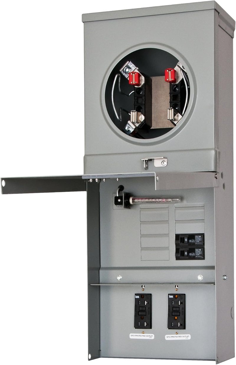 Siemens TL77NT Talon Temporary Power Outlet Panel by with Two 20a Duplex Receptacles Installed Includes a Top Fed Ring Type Meter Socket Provision - Image 1