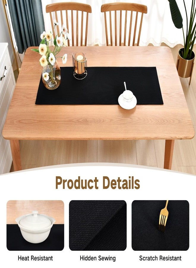 Nacuci Farmhouse Rustic Table Runner Black Faux Linen Double Layer Table Runners Thick Reversible Short Table Runner 36 inches for Kitchen Dining Dresser Coffee Table Holiday Banquet Party 13x36 Inch - Image 4