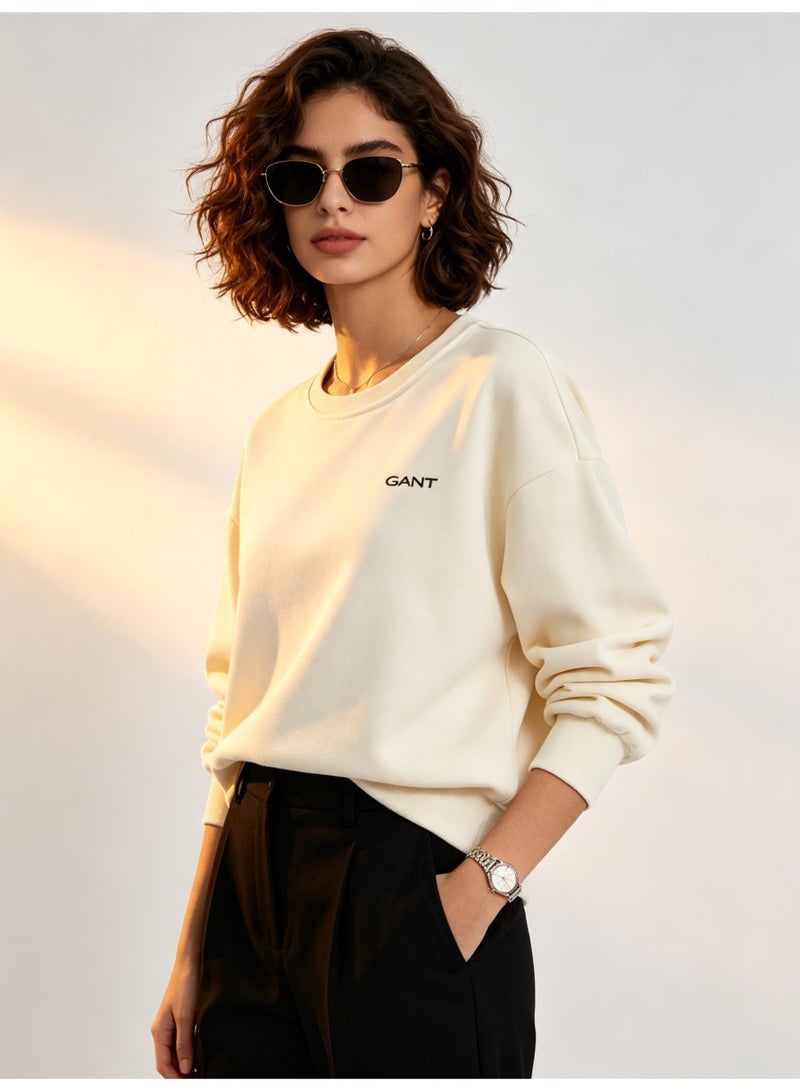 GANT Men's and Women's Crew Neck Sweatshirt, Casual Long Sleeve Pullover, Cream - Image 2