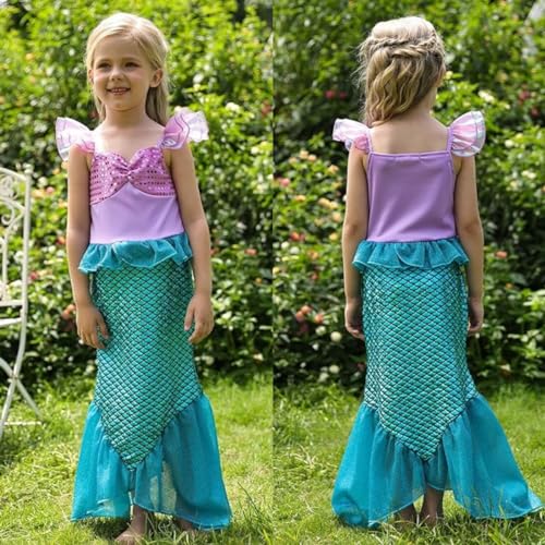 Eledobby Mermaid Costume for Girls Princess Dress Up Kids Halloween Costumes Birthday Party Cosplay Outfits with Accessories 3-4T - Image 3