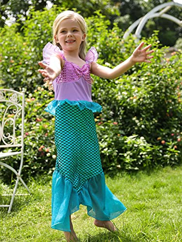 Eledobby Mermaid Costume for Girls Princess Dress Up Kids Halloween Costumes Birthday Party Cosplay Outfits with Accessories 3-4T - Image 2