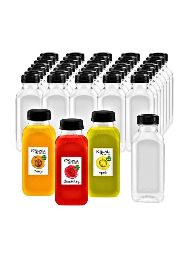 Green Direct 12 oz. Plastic Clear Empty Bottles with Black Caps for Juice BPA Free Pack of 35 - Image 1