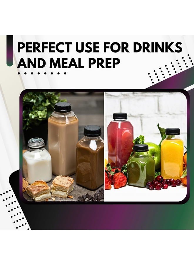 Green Direct 12 oz. Plastic Clear Empty Bottles with Black Caps for Juice BPA Free Pack of 35 - Image 5