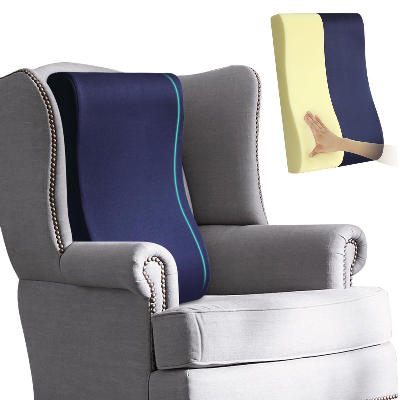 HAVARGO 2-in-1 Neck Pillow Lumbar Support Pillow for Recliner Couch& Glider Chair - High Resilient Foam Ergonomic Back Support for High-Back Rocking Chairs, Glider Rocker Replacement Cushions Navy M - Image 1