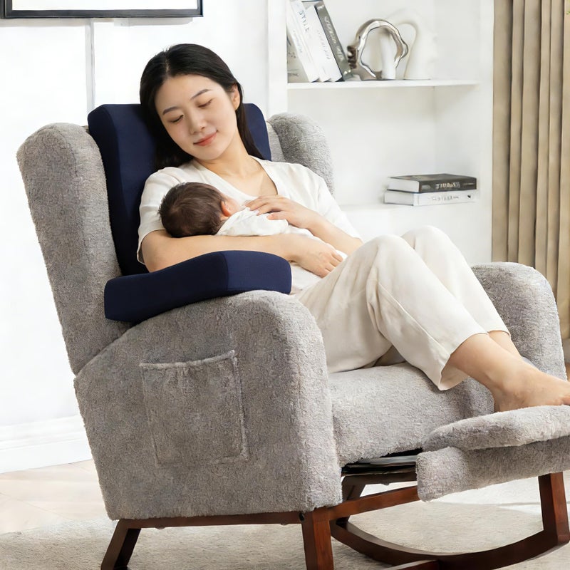 HAVARGO 2-in-1 Neck Pillow Lumbar Support Pillow for Recliner Couch& Glider Chair - High Resilient Foam Ergonomic Back Support for High-Back Rocking Chairs, Glider Rocker Replacement Cushions Navy M - Image 3