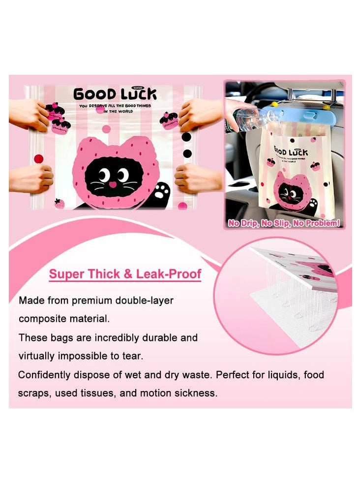 Eilimi 40 Pack Car Trash Bags,Leak-Proof Hanging Car Garbage Bag,Adhesive Seal Automotive Vehicle Trash Bag with Phone Stand Holder,Thick Car Sick Bags for Vomiting,Multi-Use Waste Bag for Home & Outdoor - Image 4