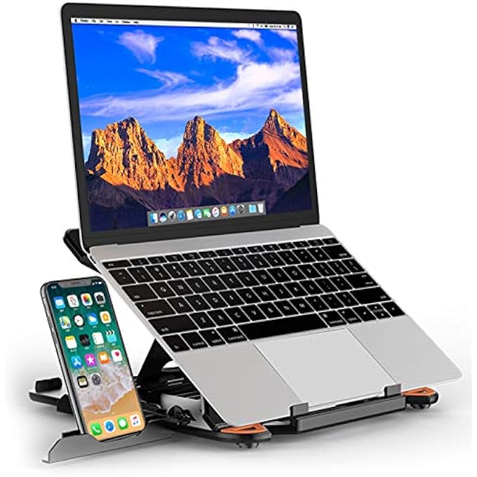BESIGN ADJUSTABLE LAPTOP STAND, ERGONOMIC RISER NOTEBOOK COMPUTER HOLDER STAND COMPATIBLE WITH AIR, PRO, DELL XPS, HP, LENOVO MORE 10-15.6" LAPTOPS, BLACK - Image 1