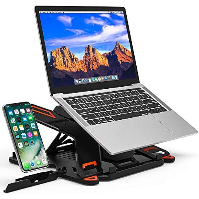 BESIGN ADJUSTABLE LAPTOP STAND, ERGONOMIC RISER NOTEBOOK COMPUTER HOLDER STAND COMPATIBLE WITH AIR, PRO, DELL XPS, HP, LENOVO MORE 10-15.6" LAPTOPS, BLACK - Image 2