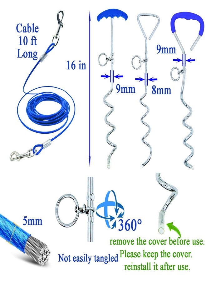 AncBace Dog Tie-Out Stake and Cable 30ft Heavy Duty Spiral Ground Stake Tethering Anchor Dog Leash Chain Rope Metal 360 Swivel Hook for Small Medium Large Dogs Outdoor (Plastic Wrapped Stake) - Image 4
