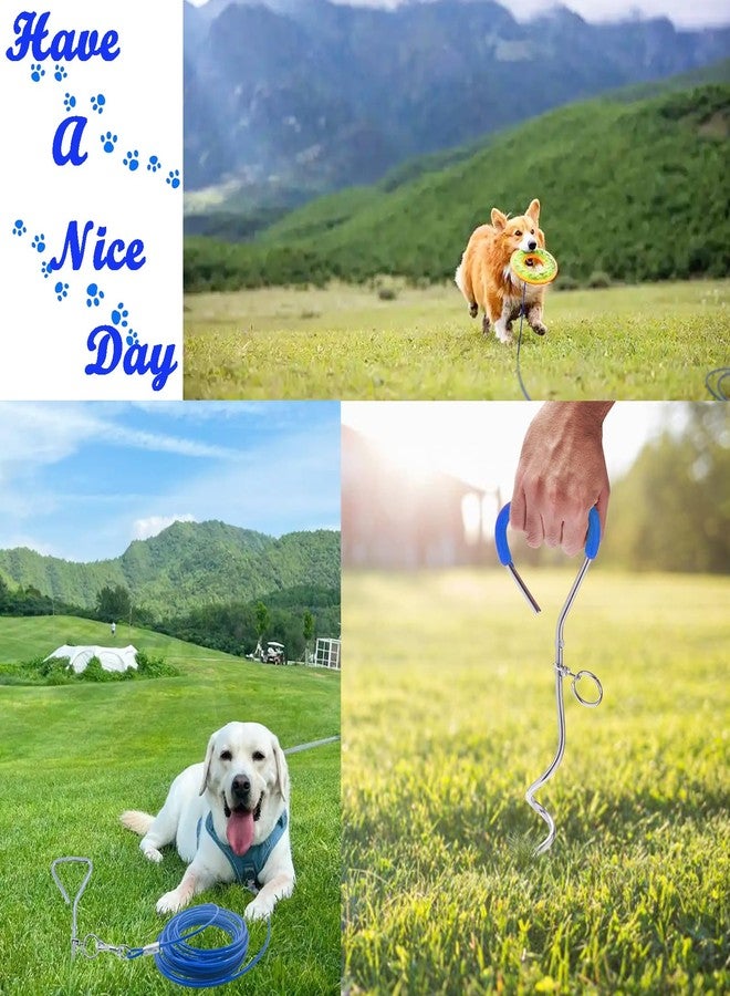 AncBace Dog Tie-Out Stake and Cable 30ft Heavy Duty Spiral Ground Stake Tethering Anchor Dog Leash Chain Rope Metal 360 Swivel Hook for Small Medium Large Dogs Outdoor (Plastic Wrapped Stake) - Image 2