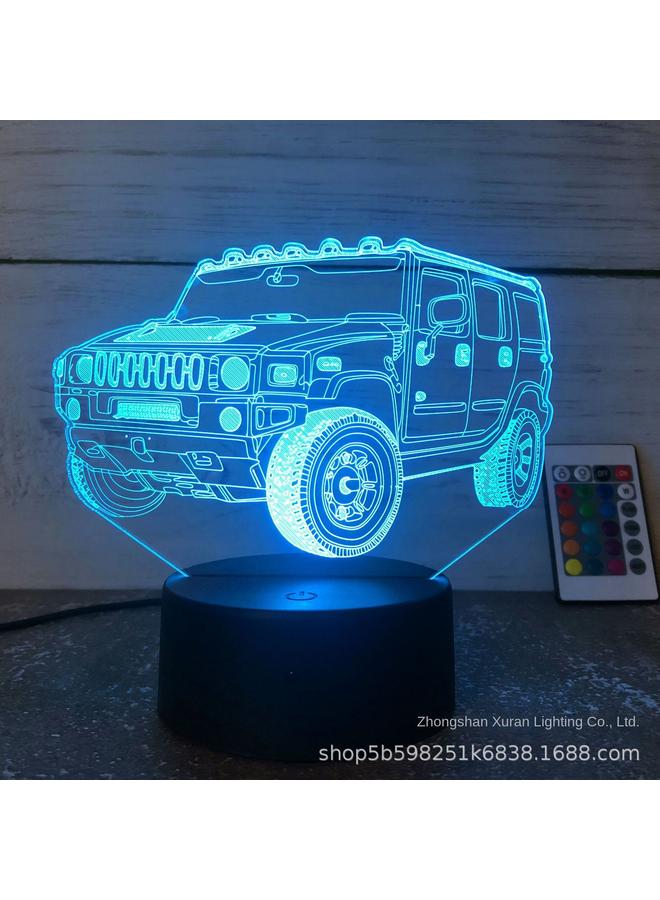 Bluejw 3D Nightlight Foreign Trade New Off-road Vehicle Black Touch Colorful Remote Control 16 Color Creative Table Lamp Bedside Lamp - Image 1