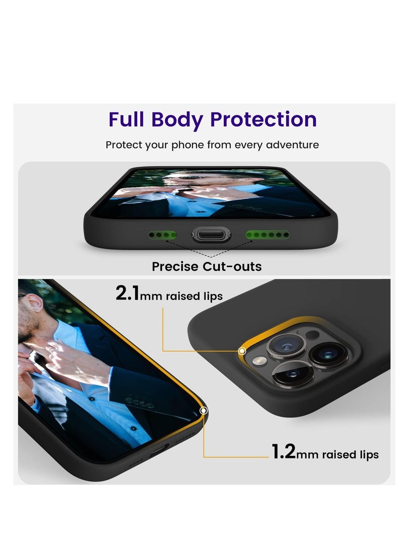 iPhone 15 Pro Silicone Protective Case For iPhone 15 Pro  6.1 Inch Soft Liquid Gel Rubber Cover Shockproof Thin Cover Compatible For iPhone 15 Pro Black - Image 2