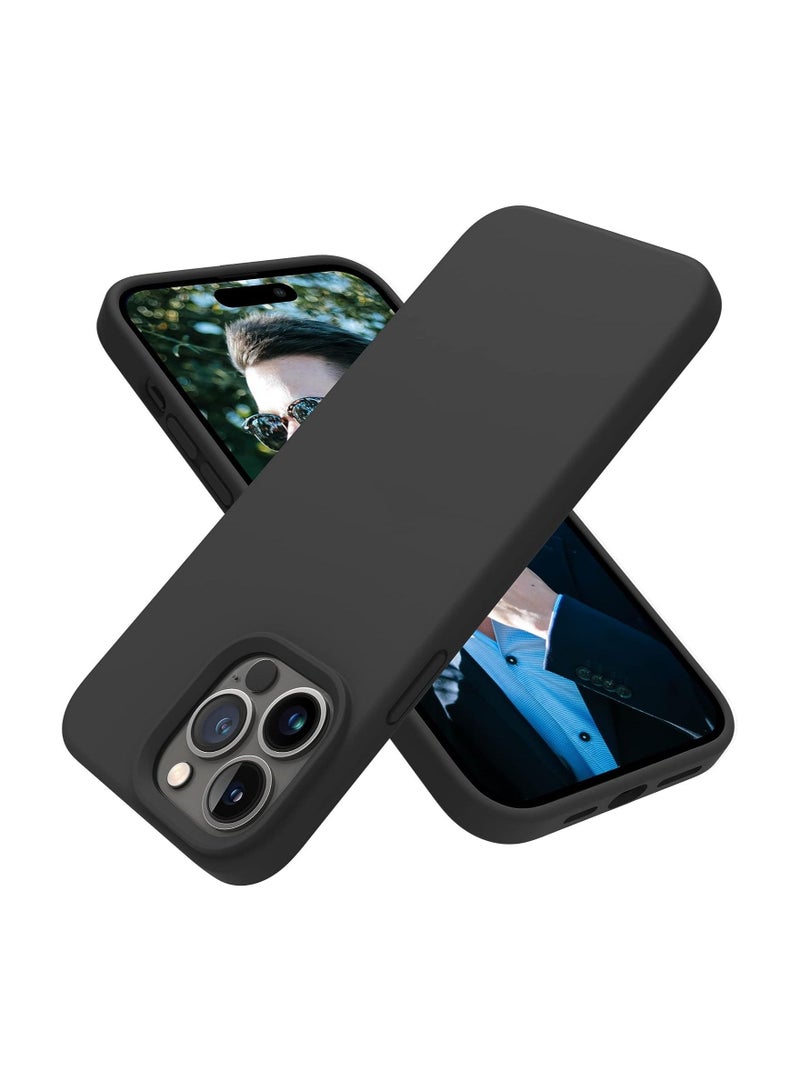 iPhone 15 Pro Silicone Protective Case For iPhone 15 Pro  6.1 Inch Soft Liquid Gel Rubber Cover Shockproof Thin Cover Compatible For iPhone 15 Pro Black - Image 1