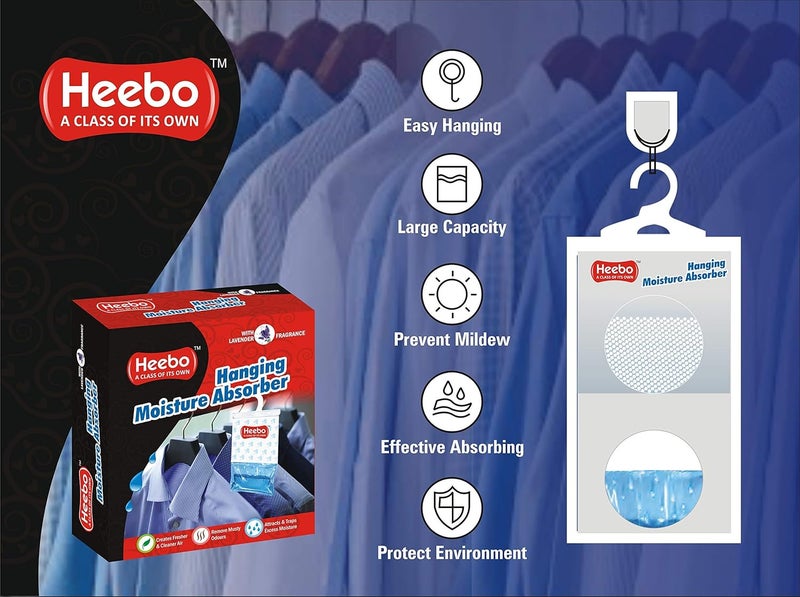 Heebo Moisture Relieve Hanging Moisture Absorber with Lavender Fragrance Box Contain 1 Unit Used in wardrobes Gym lockers Modular Kitchen Closets Dining Room Bathroom Living Room Shoe Close - Image 3