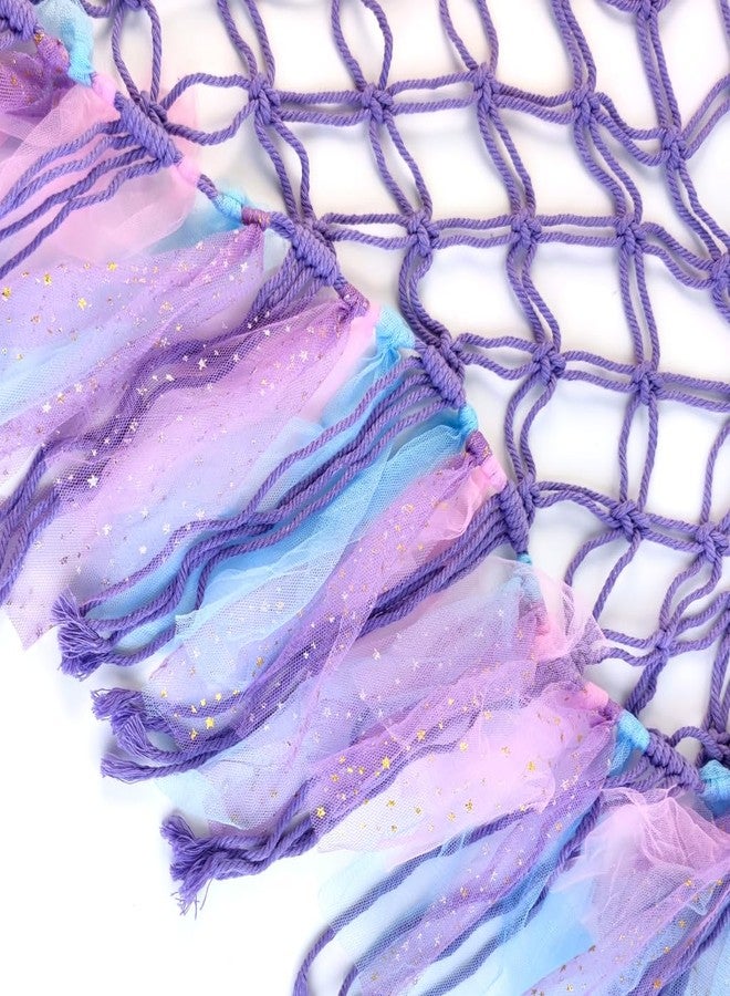 PATPAT® DIY Stuffed Animal Toy Hammock Girls Room Decoration Plush Toy Hanging Storage Net Dreamy Purple Tassle Ribbon Hanging Net Self Adhesive Hanging Decorative Net Wall Corner Triangle Hangings - Image 5