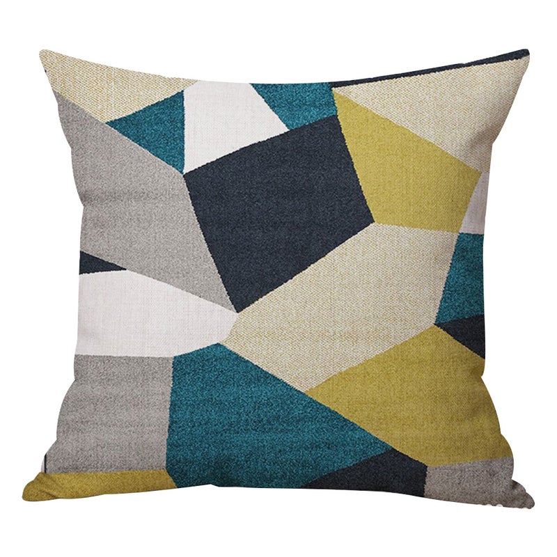 1pc 45x45cm Throw Pillow Case Linen Geometric Pattern Throw Pillow Cover for Sofa Bench (Style 2)