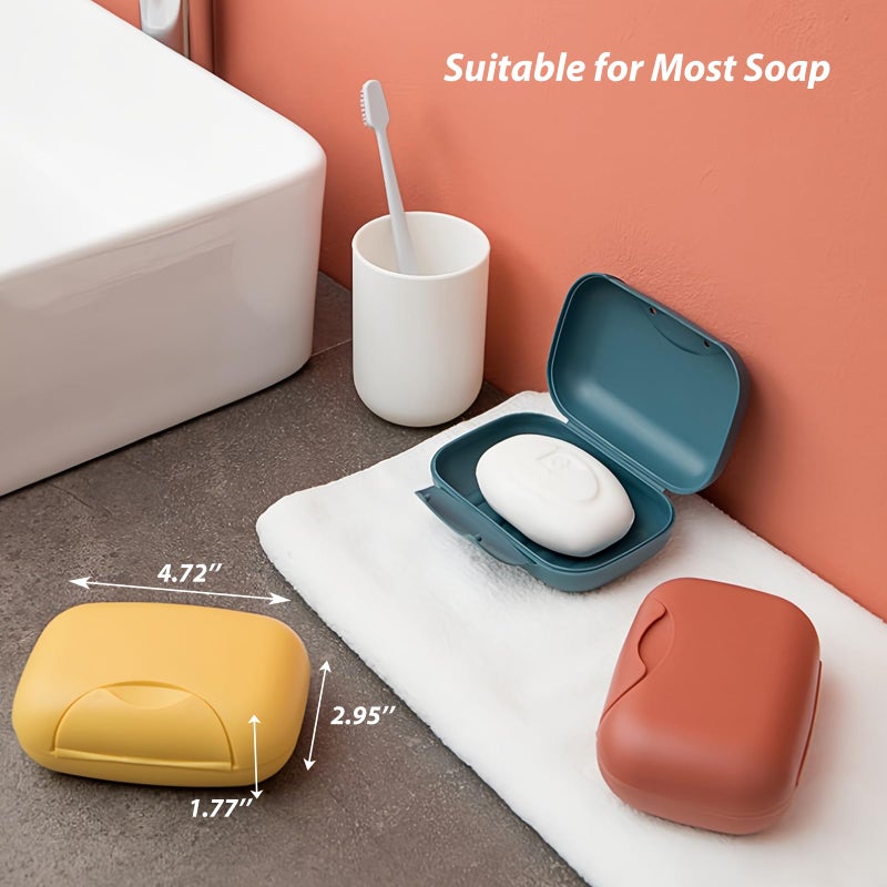 YKuzLx 3 Pcs Travel Soap Case, Colorful Portable Soap Holder for Home, Bathroom, Hiking, Camping, Outdoor (Red, Yellow, Navy Blue) - Image 2