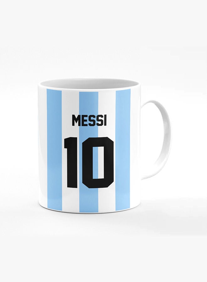 Stylizedd Designer Printed Coffee Mug with Heavy Duty Handle 11oz Ceramic Personalised Gift Mugs Cup [Microwave Safe & Dishwasher Proof] -Football Team - Argentina Player Name - Messi - Image 1