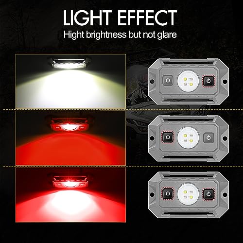 Rfroad Lighting UTV Dome Light, Rfroad lighting 12v Universal Roll Bar Mount Led Lights UTV Interior Dome Lights Utility Roll Cage Map Light for UTV ATV Polaris RZR Can-Am Golf Cart SXS Cab - White/Red - Image 2