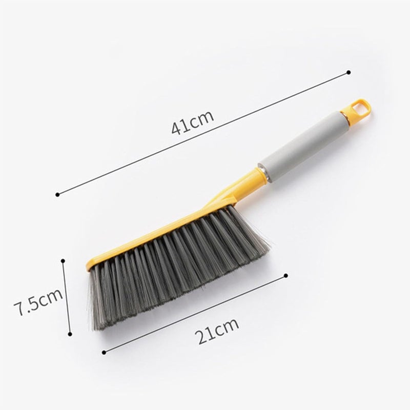 Soft Bed Sweeping Brush with Long Handle Gentle Cleaning Dusting Brush for Bedroom Sofa Pet Hair Durable PP Material 16 Inch (Lemon Yellow) - Image 2