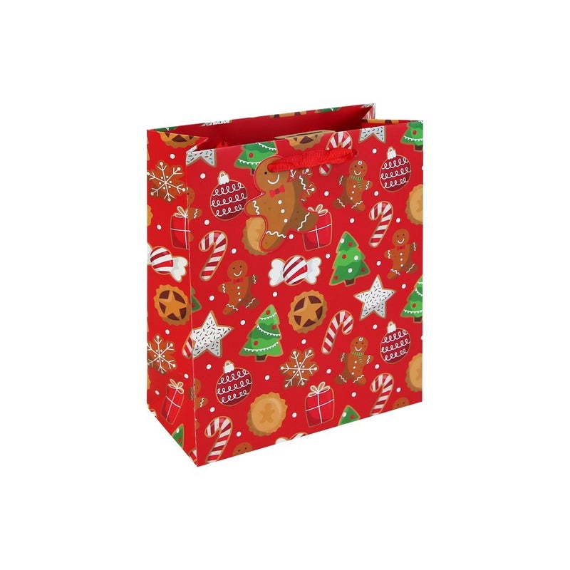 Eurowrap Gingerbread Bag – Christmas and Holiday Gift Bag, Festive Packaging, Seasonal Present Holder, Holiday Celebration, and Perfect Christmas Gifting Essentials - MEDIUM