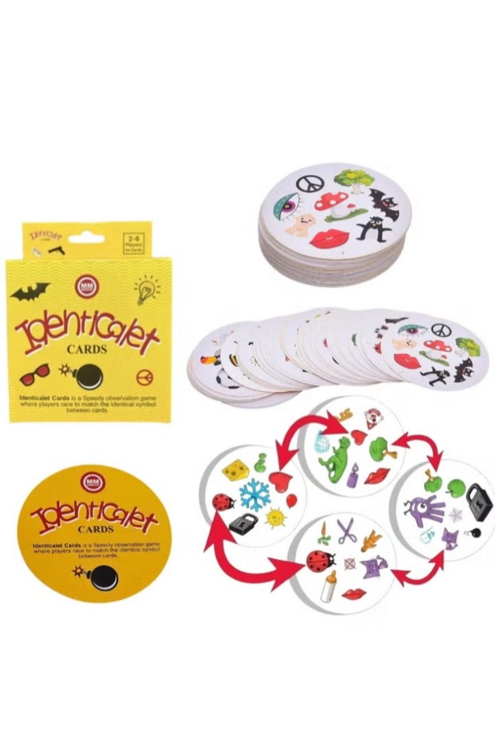 "Identical Card Game – A fast-paced and fun observation challenge for parties! Race with friends and family to spot the matching symbol among 55 colorful and creative cards."Board games, family games, group games, games for friends, card games, games for friends and family - Image 3