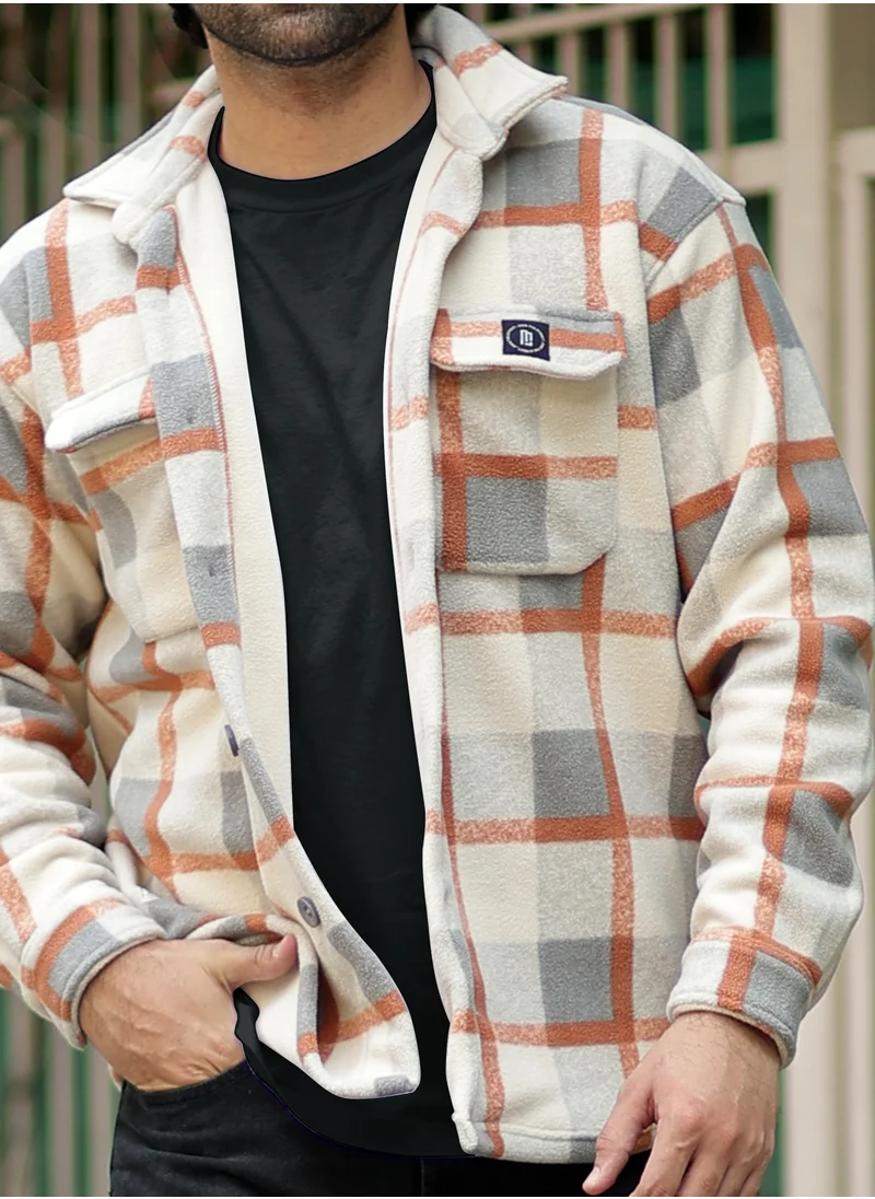 Maniac Maniac Mens Chcekered Onion Fullsleeve Polyester Blend Fleece Shacket