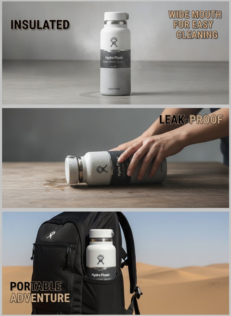 Hydro Flask Wide Mouth Vacuum Insulated Water Bottle 1200ml Double Wall 18/8 Stainless Steel Thermos Flex Cap with Rubber Carry Handle Keeps Cold 24H Hot 12H Leakproof Large Capacity Flask for Hiking Camping Road Trip Gym Yoga Outdoor Travel Matte Multi Pastel Colors - Image 5