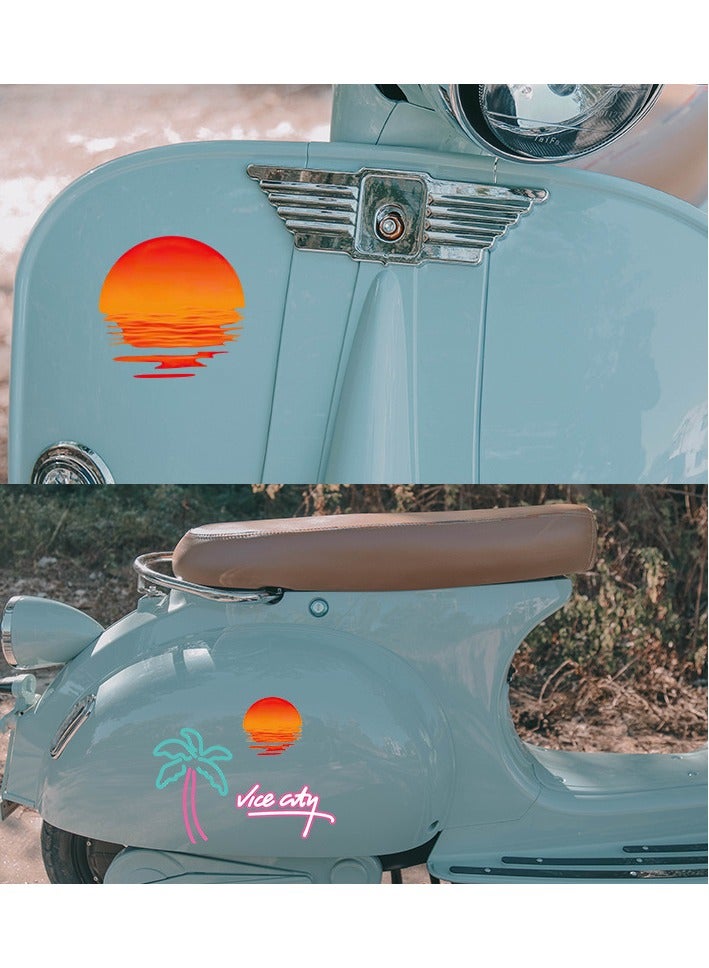 YANCI Car Stickers Retro Beach Coconut Trees Sunset Window Glass Stickers Set - Image 5