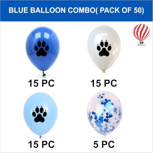 HK Balloons 50Pcs Paw Printed Balloons Dog Paw Latex Balloons with Blue Confetti Balloons puppy Birthday Baby Shower Celebration Party Decoration - Image 2