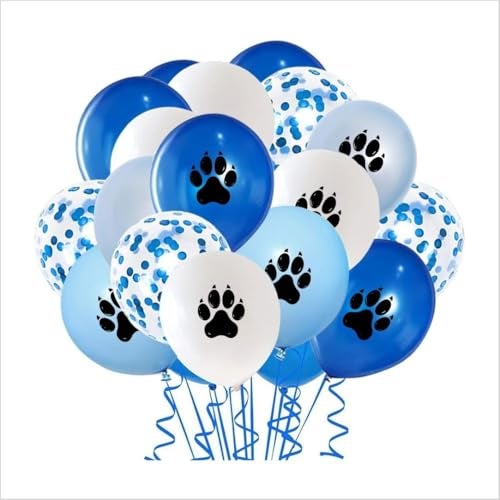 HK Balloons 50Pcs Paw Printed Balloons Dog Paw Latex Balloons with Blue Confetti Balloons puppy Birthday Baby Shower Celebration Party Decoration - Image 1