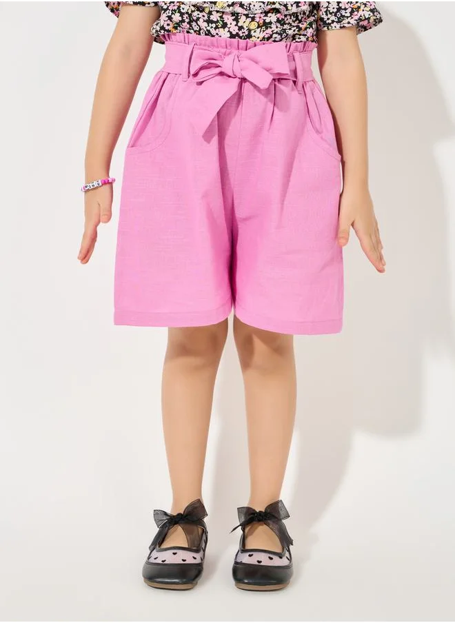 Styli Floral Print Ruffle Top & Shorts Set