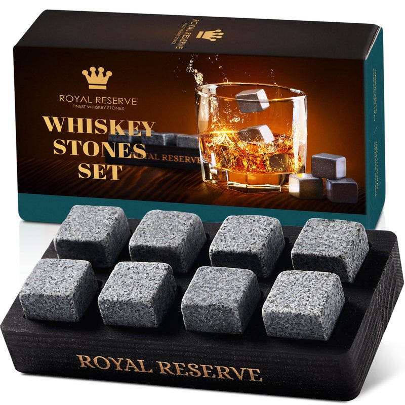 Royal Reserve Whiskey Stones Gift Set for Fathers Day by Royal Reserve  Artisan Crafted Reusable Chilling Rocks for Scotch Bourbon  Whiskey Gifts for Dad