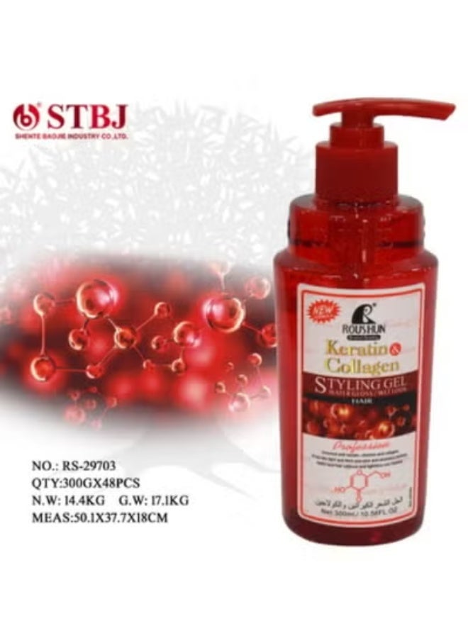 Roushun Keratin & Collagen Hair Styling Gel, 300 ml - Image 2