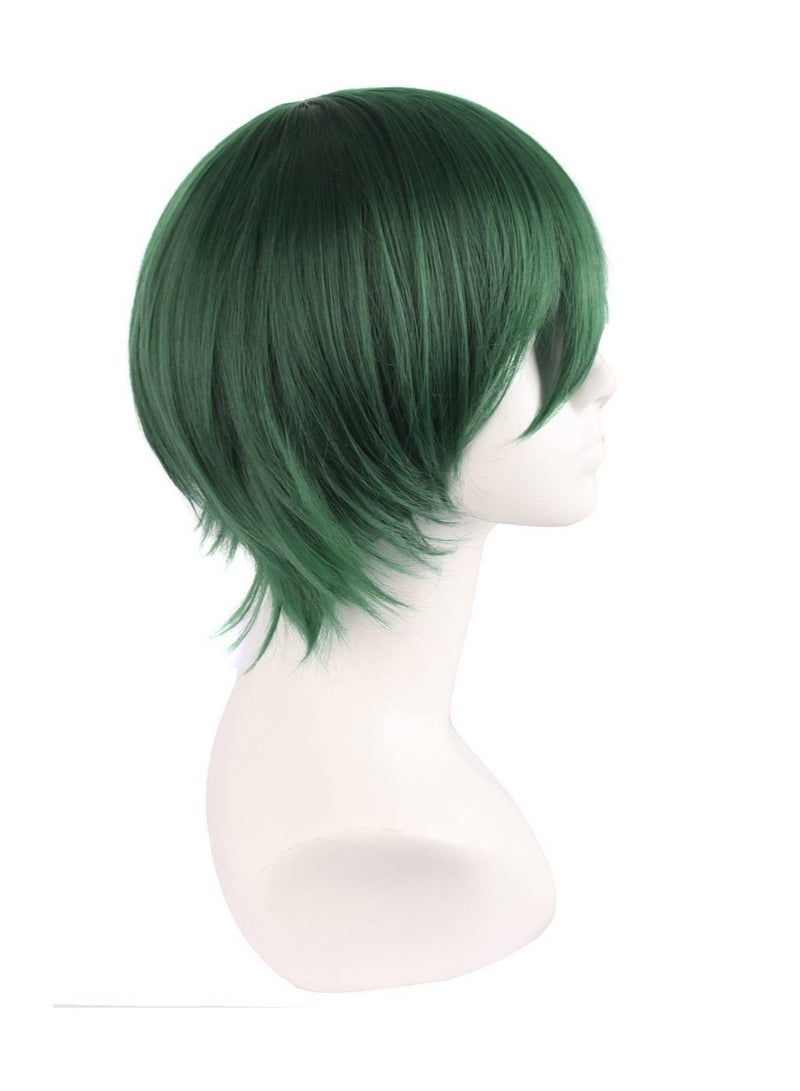 إستيل شعر مستعار قصير مستقيم للرجال شعر مستعار كوسبلاي أخضر الصنوبر - Image 2