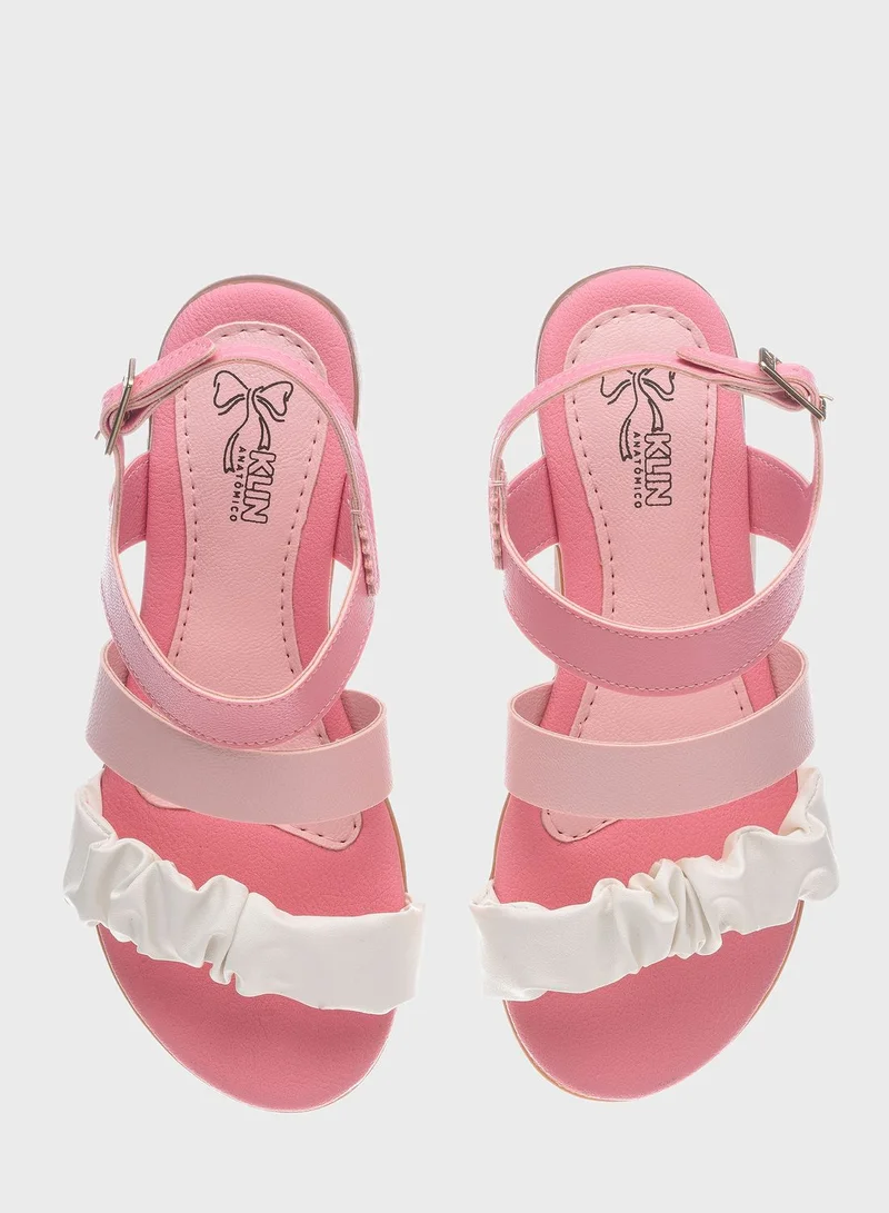 Klin Kids Velcro Back Striped Sandals