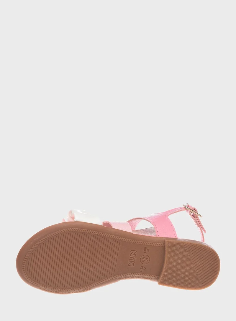 Klin Kids Velcro Back Striped Sandals