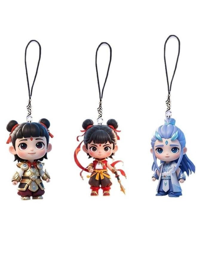 Free Air Havoc in the Dewdrop Sea - Anime-style Premium Phone Charm & Backpack Accessory (Ne Zha & Ao Bing Character Design)  - Image 1