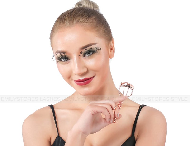 EMILYSTORES Professional Makeup Tool for Eyelashes with 2 Replacement Silicone Refill Pads Pinch Pain Free Metal Eyelash Curler 1PC, Golden Color - Image 4