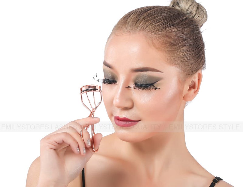 EMILYSTORES Professional Makeup Tool for Eyelashes with 2 Replacement Silicone Refill Pads Pinch Pain Free Metal Eyelash Curler 1PC, Golden Color - Image 5