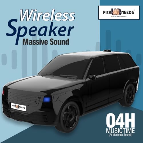 Pick Ur Needs Car Design Wireless Speaker USB/TF Card/FM Support RGB Light 1200mAh Battery 10 W Car Toy Design Bluetooth Speaker (Black) - Image 4